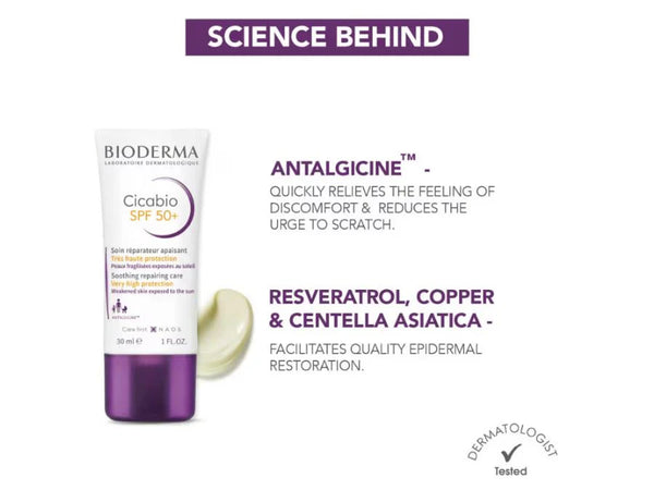 Bioderma Cicabio Creme+ Ultra-Repairing Soothing Cream Sunscreen SPF 50+
