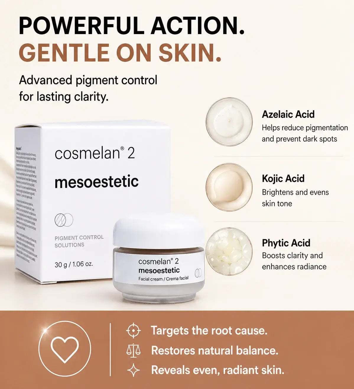 Cosmelan 2 mesoestetic skincare product with text on a white background