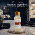 Cosmeticka Timeless Beauty Night Repair Hyalucrem serum in a frosted glass dropper bottle with a gold collar, displayed on a marble tray with promotional text and icons on a dark blue background.