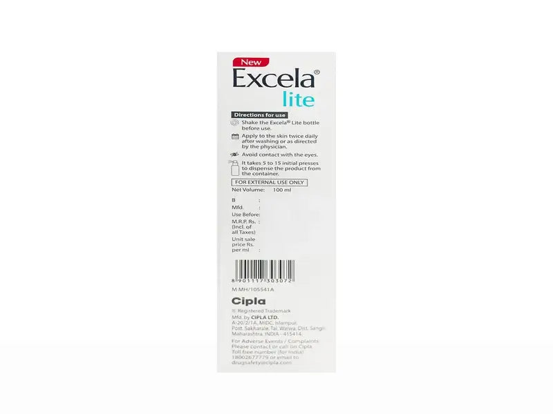 Excela Lite packaging with text and branding on a white background