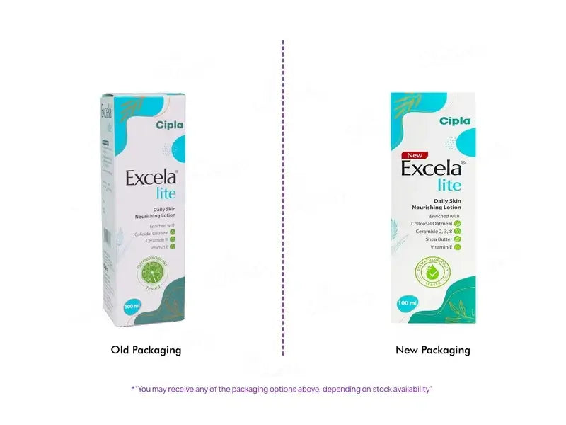 Cipla Excela Lite daily skin nourishing lotion packaging on a white background