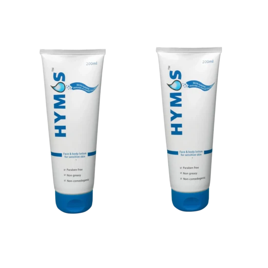 Hymos Lotion tubes front and back together