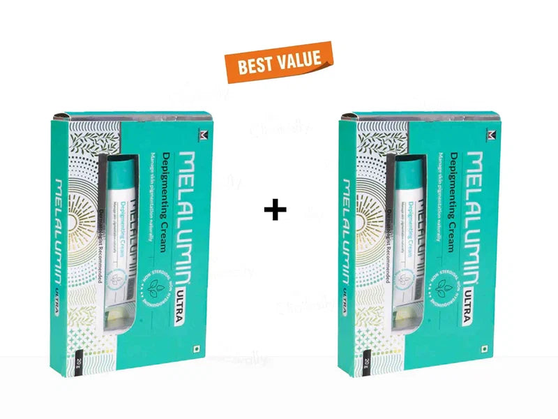 Two packages of Melalumin Ultra Dermatological Cream with a 'Best Value' label on a white background.