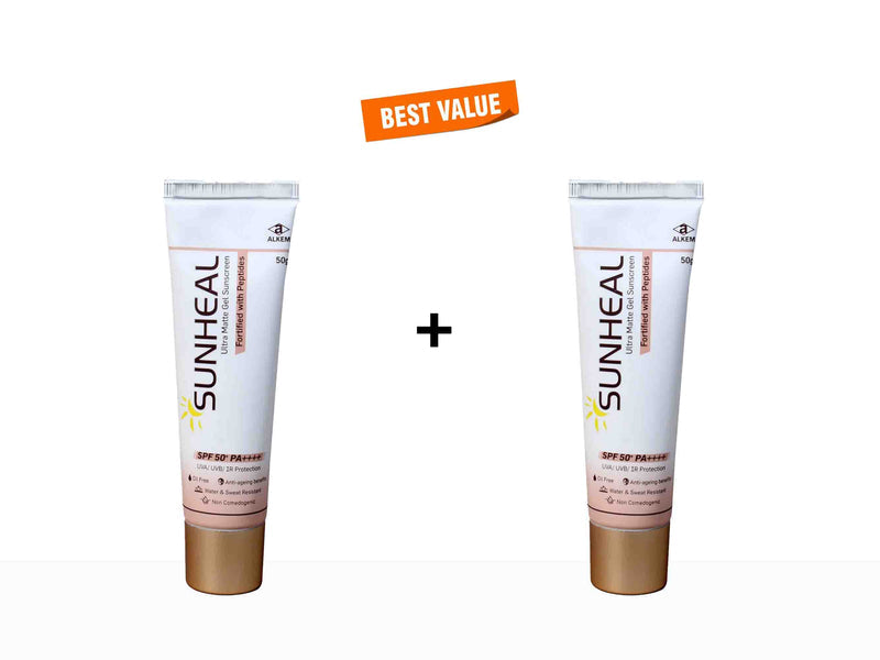 Sunheal Ultra Matte Gel Sunscreen SPF 50+ PA++++ tube and box together