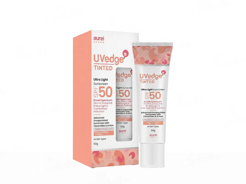 UVedge Tinted Sunscreen SPF 50 PA+++ bottle front view
