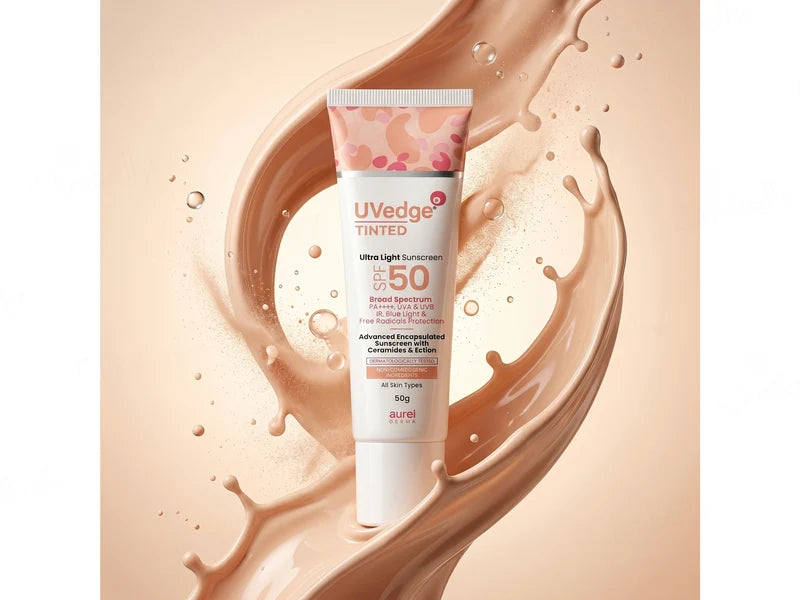 UVedge Tinted Sunscreen SPF 50 PA+++ tinted texture swatch on skin