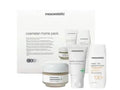 Mesoestetic skincare products including bottles and jars on a white background