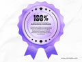 Purple authenticity certificate badge with text on a white background