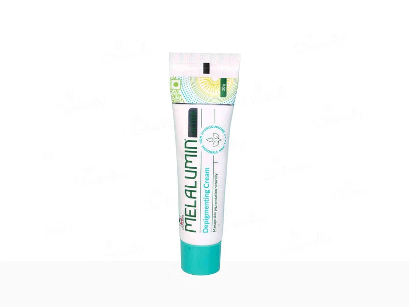 Melalumin cream packaging with tube and box on a white background
